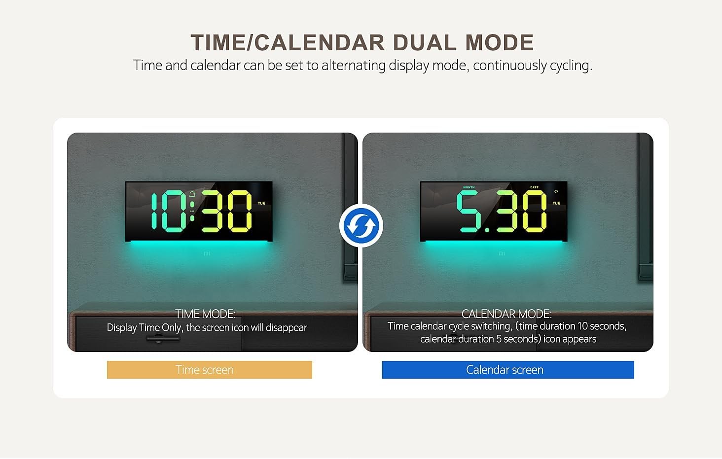 Large LED Digital Alarm Clock Remote Control Auto Dimming Ambient Light