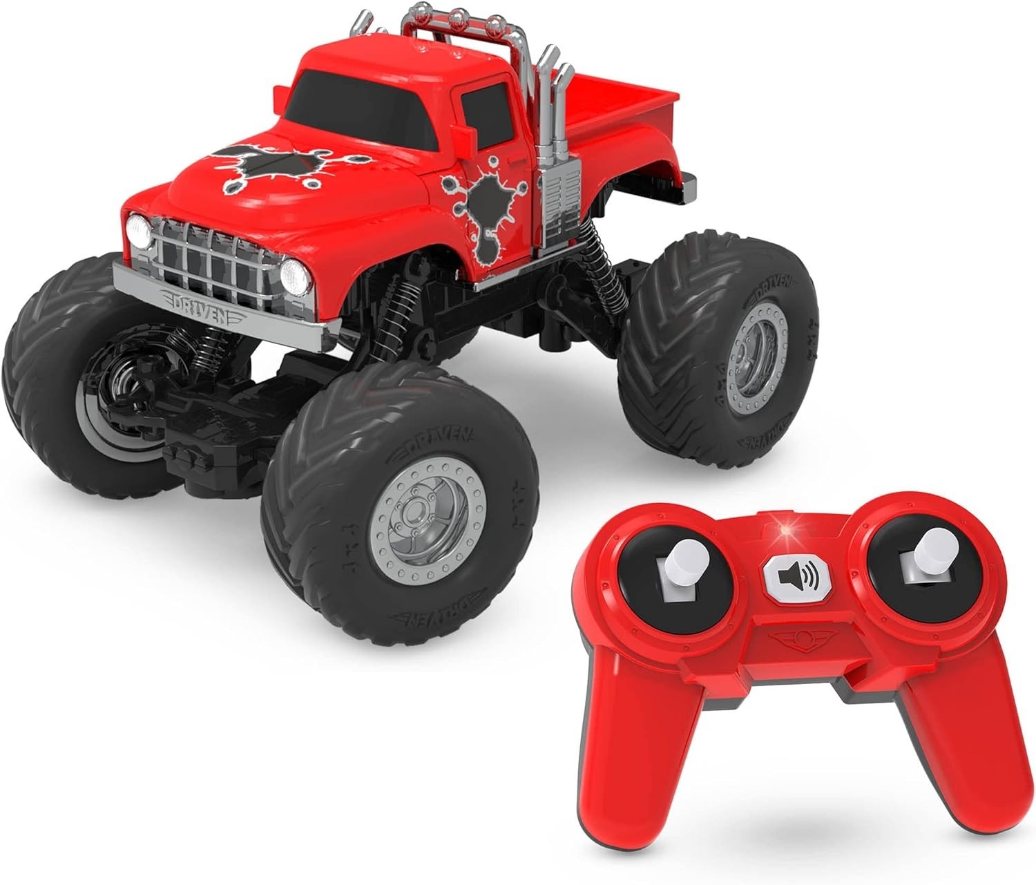RC Monster Truck Red 4x4 Lights Sounds Remote Control Toy Car for Kids 3+
