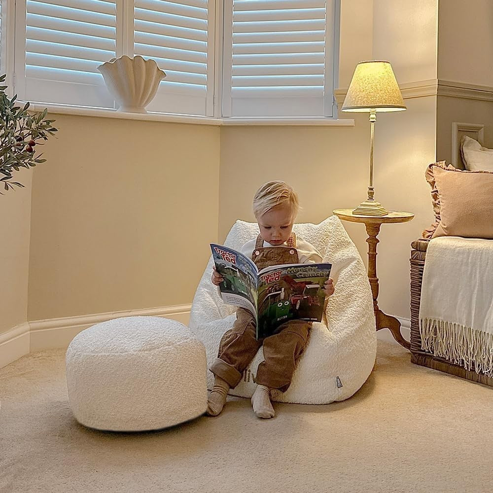 Kids Boucle Bean Bag Chair Soft Armchair Seat Washable Cover Toddler Room