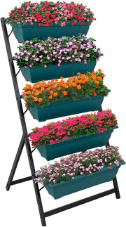 5 Tier Metal Garden Planter Stand Outdoor Flower Shelf Ladder Plant Display Rack