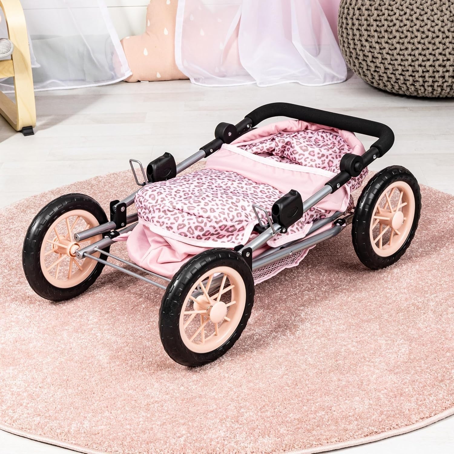 Doll Pram Pushchair Foldable Adjustable Handle with Bag Basket Fairy 46cm