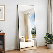 Large Full Length Black Mirror 179x65cm Freestanding & Wall Mount Stylish Frame