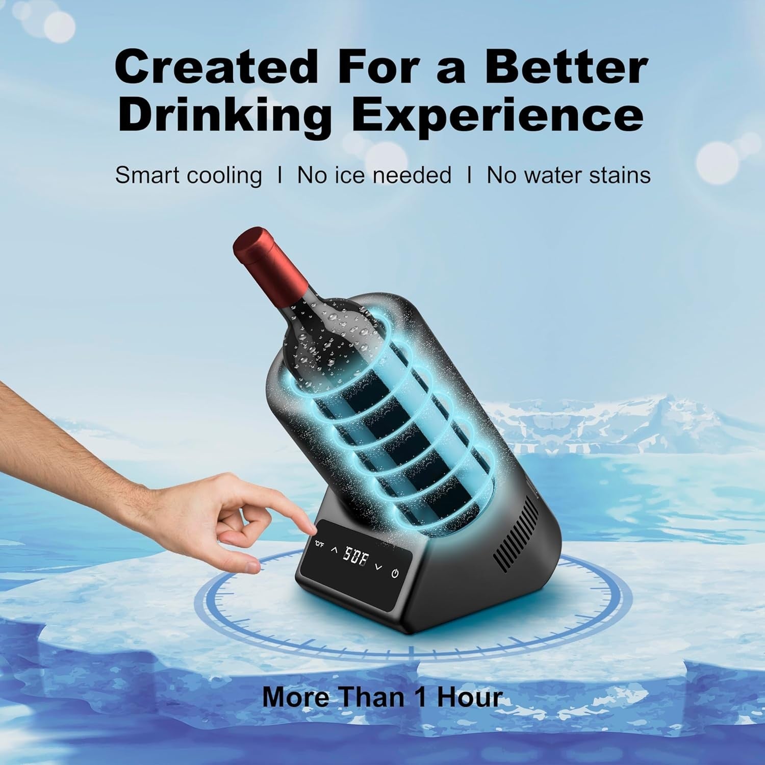 Electric Wine Bottle Chiller 750ml Digital Temperature Control Ice Free