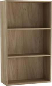3 Tier Wooden Bookcase Compact Storage Display Shelf Modern Cabinet Oak