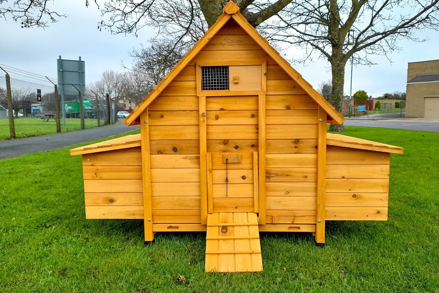 Large Wooden Chicken Coop with 6 Nest Boxes Auto Door Ready 6–10 Hens