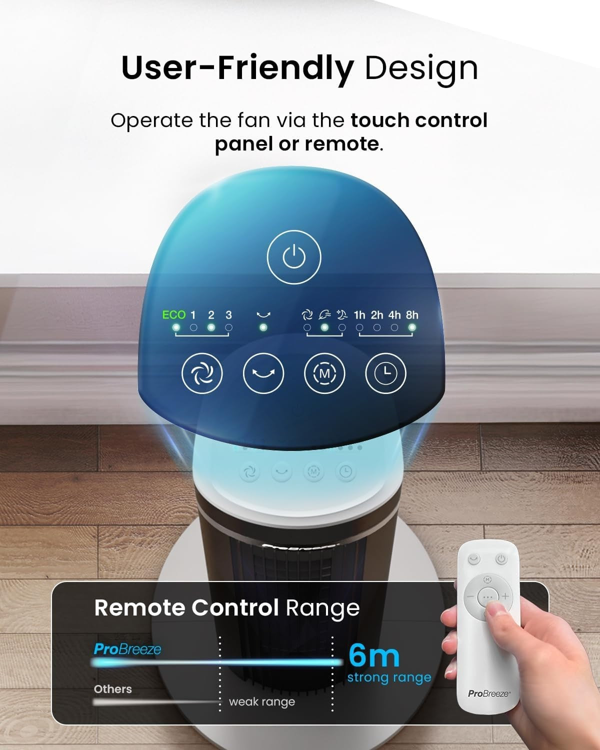 40" Bladeless Tower Fan White Quiet 3-Speed 15h Timer Remote Cooling Floor Fan
