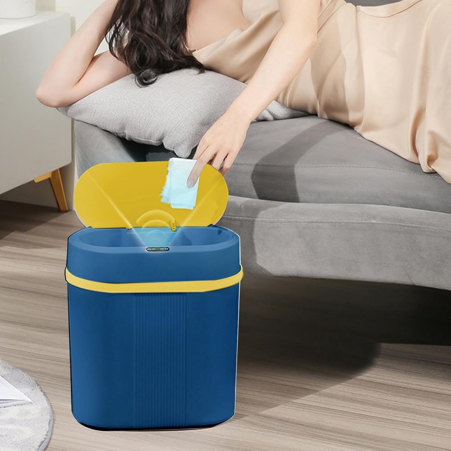 Large Motion Sensor Touchless Trash Can – Slim Space-Saving Bin