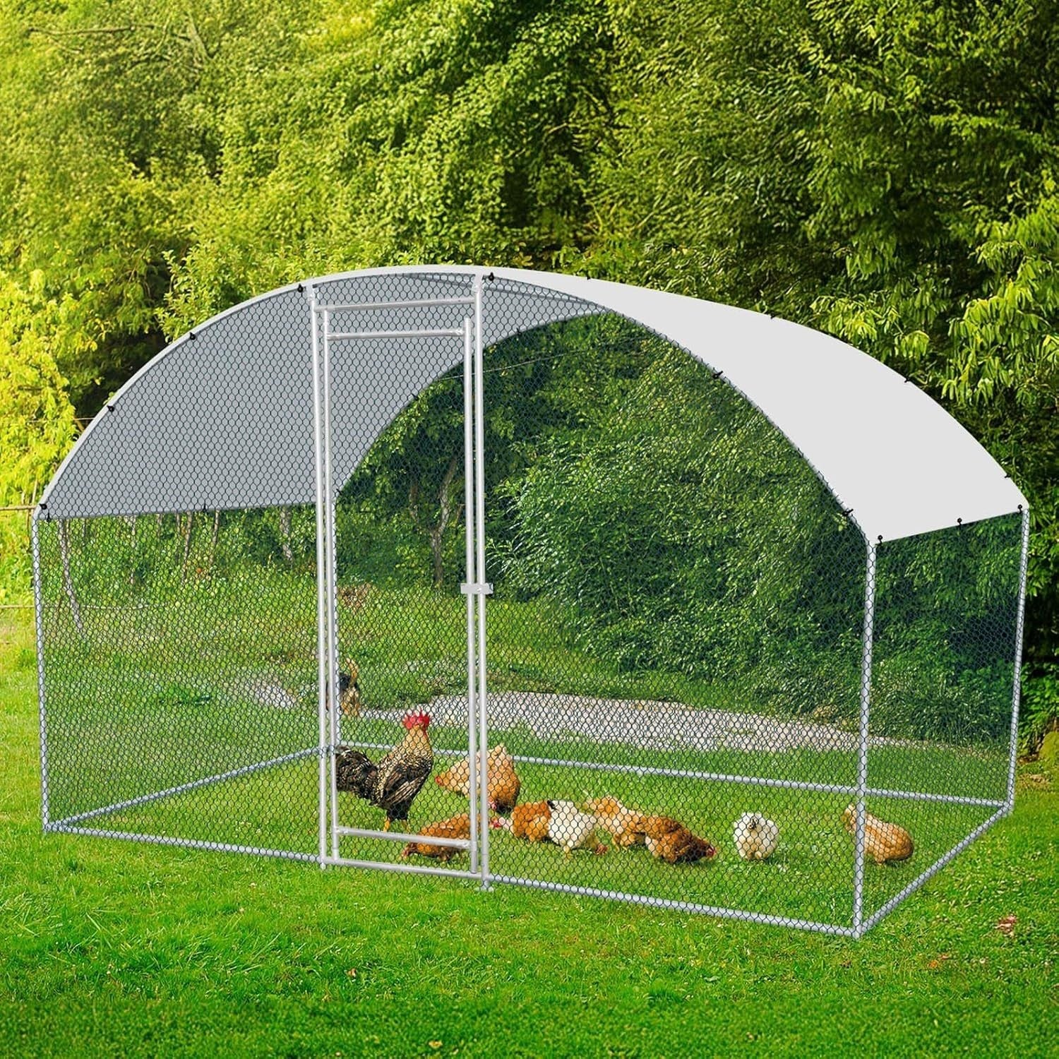 2x3x2m Walk In Metal Chicken Coop Run w Cover