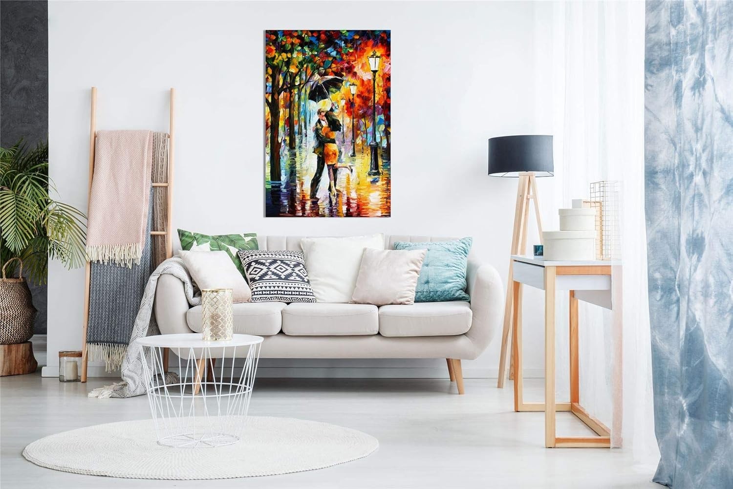 Romantic Couple Canvas Wall Art Dance in the Rain Modern Home Decor Print