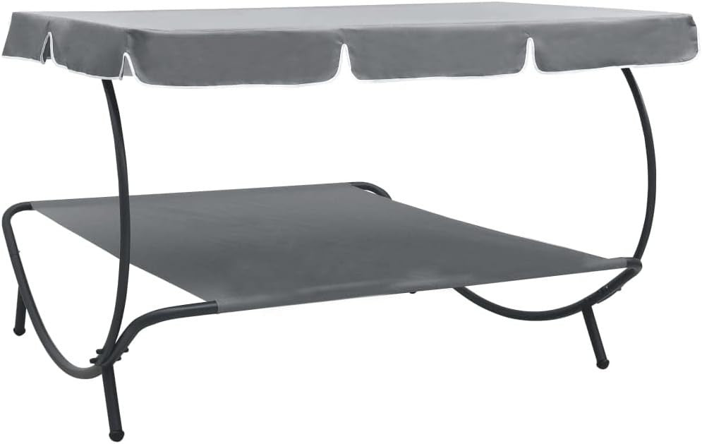 Outdoor Double Sun Lounger with Canopy – Weatherproof Daybed 200x145cm