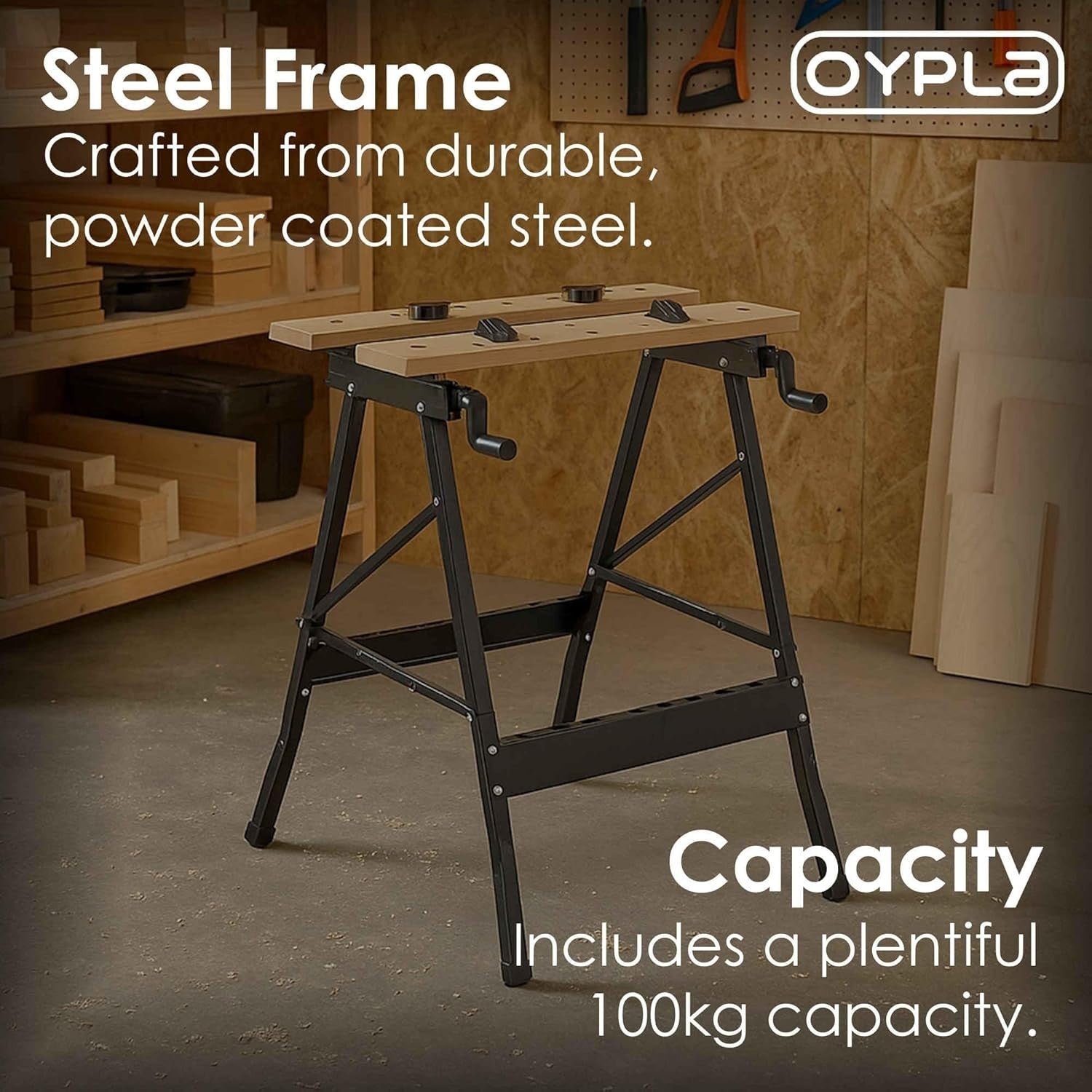 Folding Portable Workbench 100kg Capacity Steel Frame with Rubber Feet 75cm