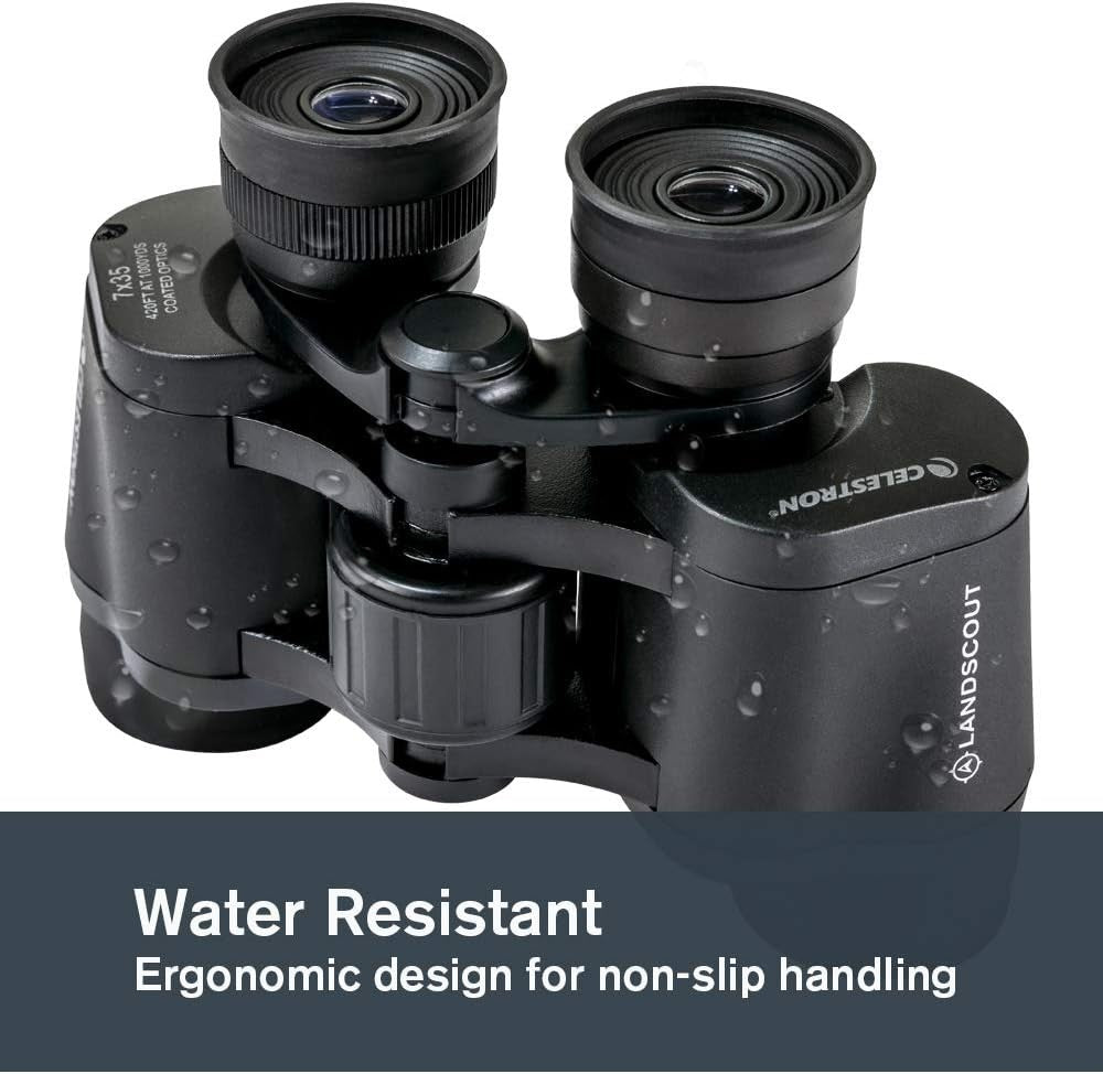 7x35 Wide-Angle Binoculars Water-Resistant K9 Optics Rubber Grip + Carry Case
