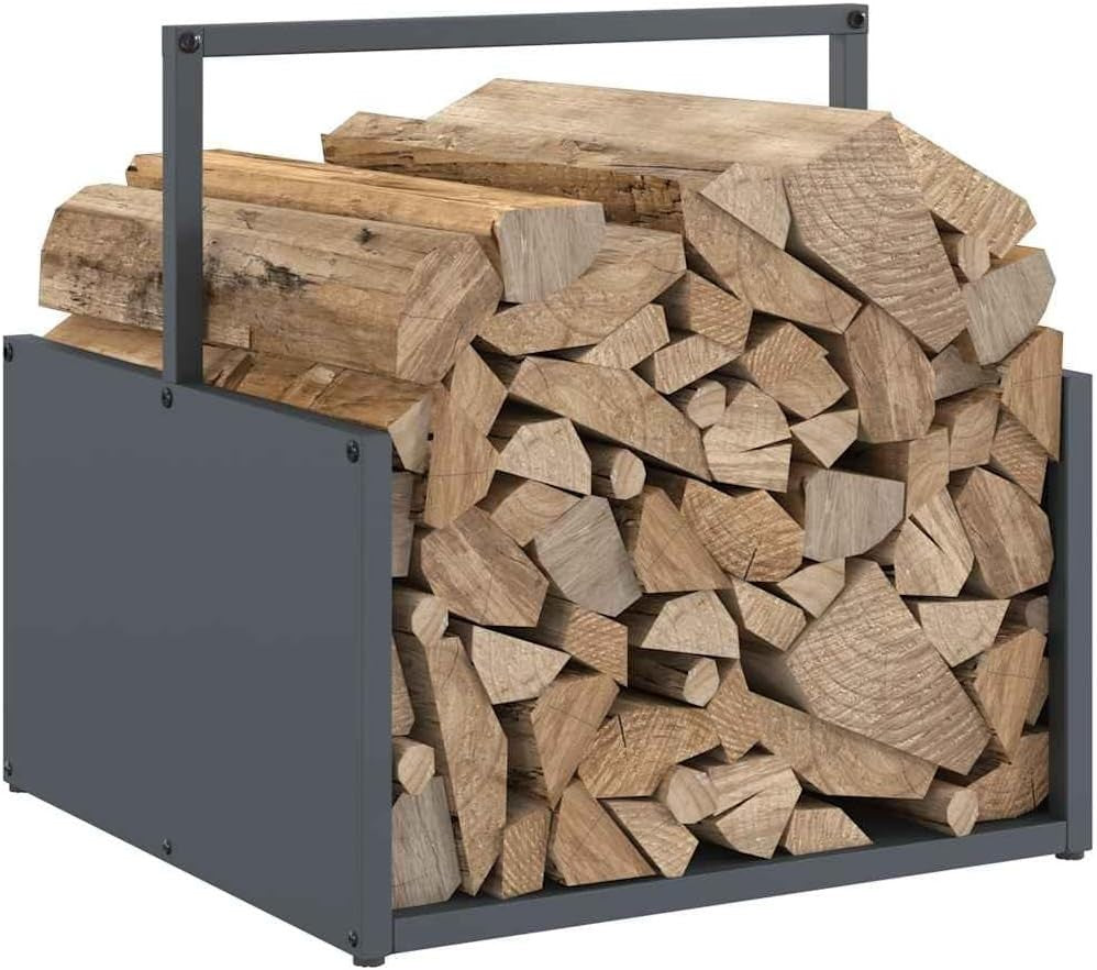 Sturdy Metal Firewood Log Rack 40x40x40 cm Outdoor Indoor Storage Shelf