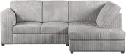 Silver Corner Sofa RHF 4 Seater Corduroy Memory Foam L-Shape Space Saver UK