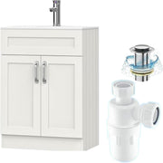 600mm White Bathroom Vanity Unit with Basin Floor Standing Sink Storage Cabinet
