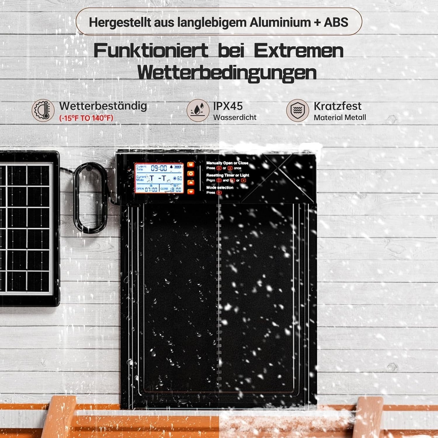 Extra Large Solar Automatic Chicken Coop Door 28x24cm
