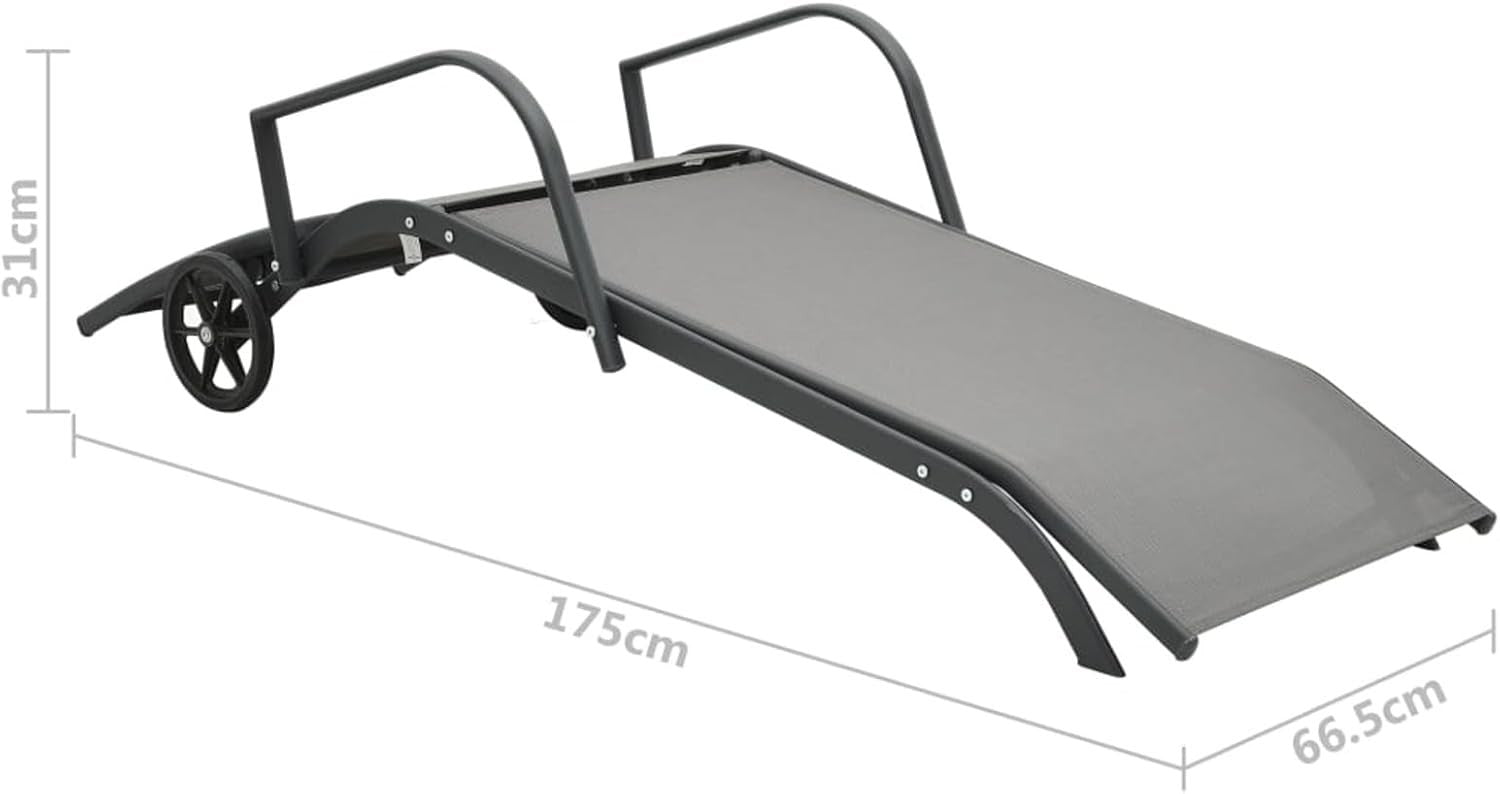 Adjustable Outdoor Sun Lounger with Wheels, Water-Resistant Textilene & Steel Fr