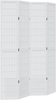 White Wood 4-Panel Room Divider 145x220cm Folding Privacy Screen Home Office