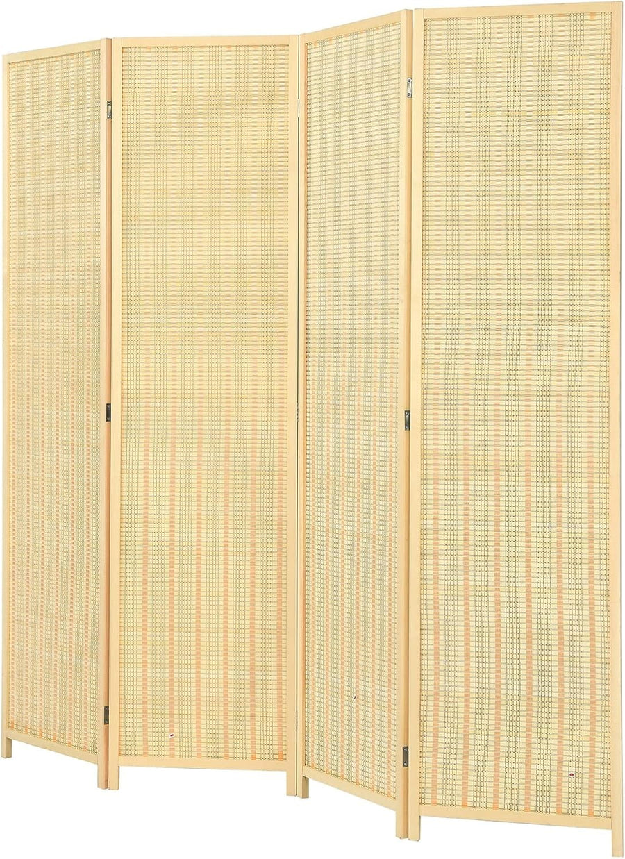4 Panel Bamboo Folding Room Divider Natural Privacy Screen for Bedroom Office