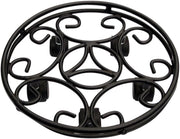 Set of 2 Heavy Duty Round Plant Pot Caddy with Wheels Black Metal Plant Stand