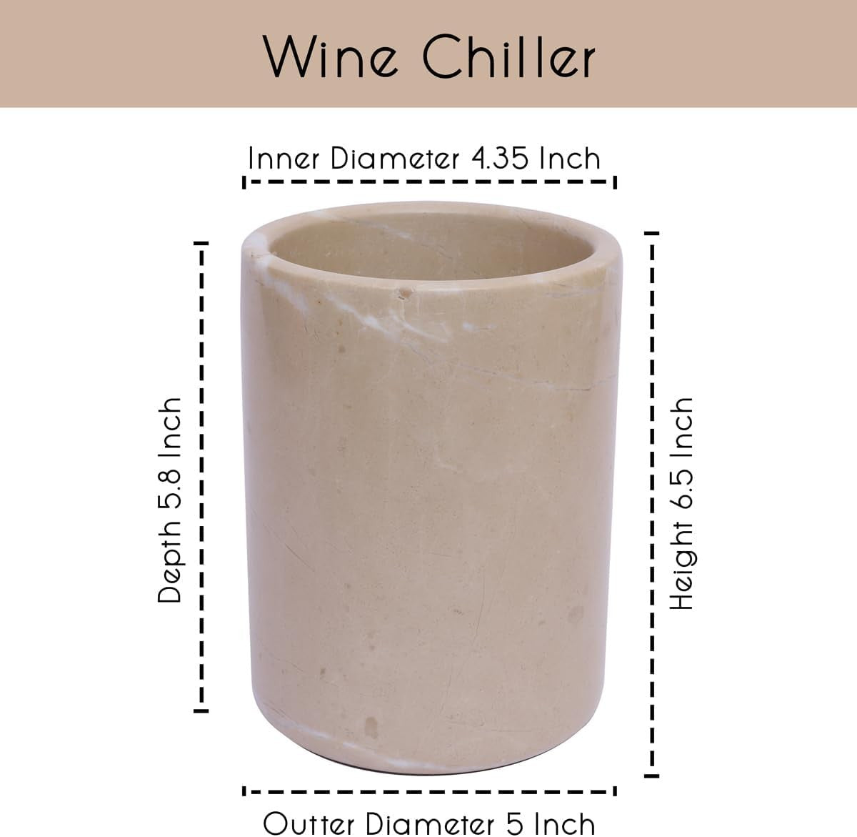 Marble Wine Chiller Bucket 750ml Bottle Cooler Keeps Wine Cold No Ice