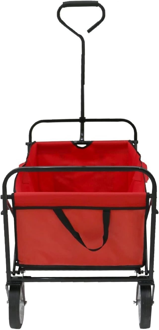 Heavy Duty Foldable Garden Festival Trolley Wagon Cart 70kg Capacity – Red