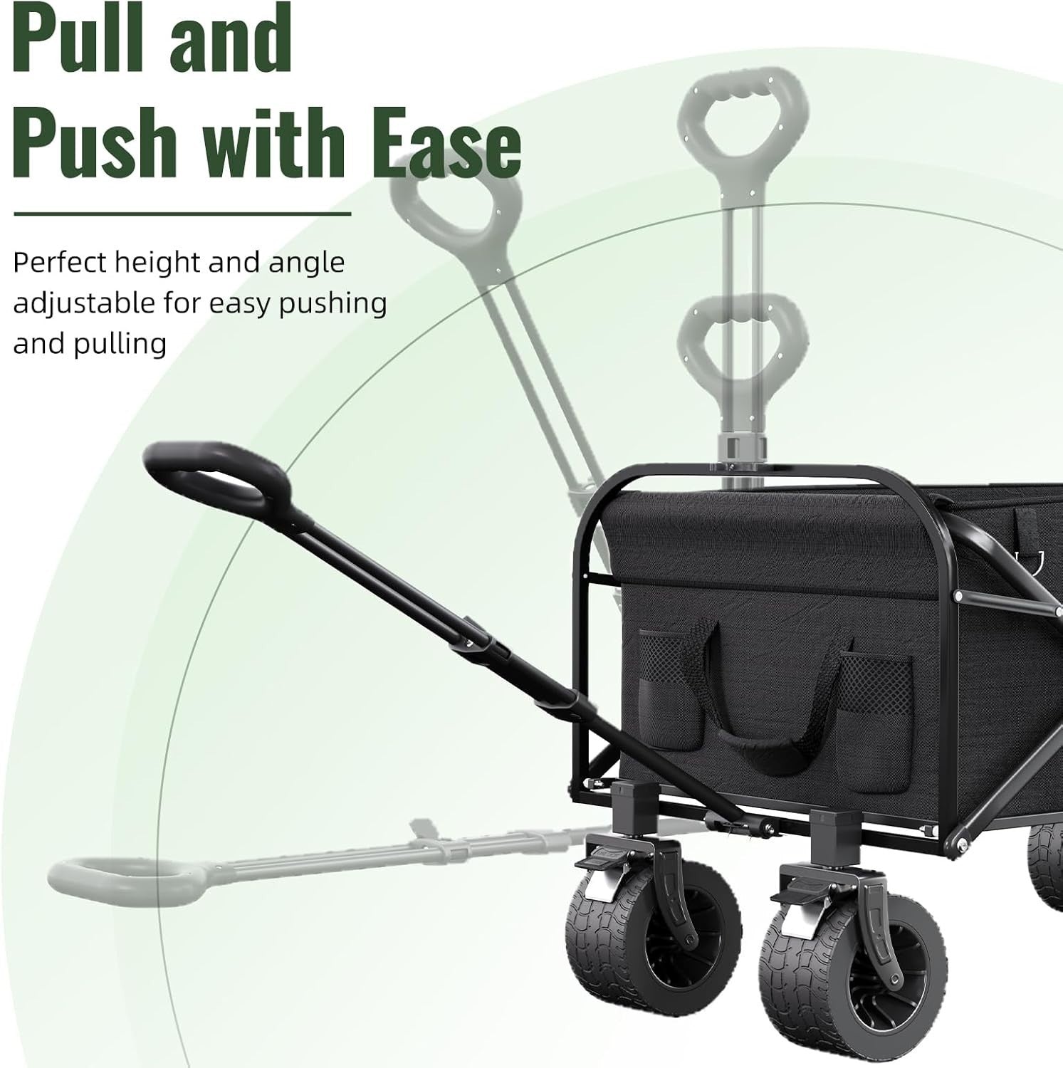 Heavy Duty Festival Trolley 150L Folding Wagon 250KG All-Terrain Wheels Black