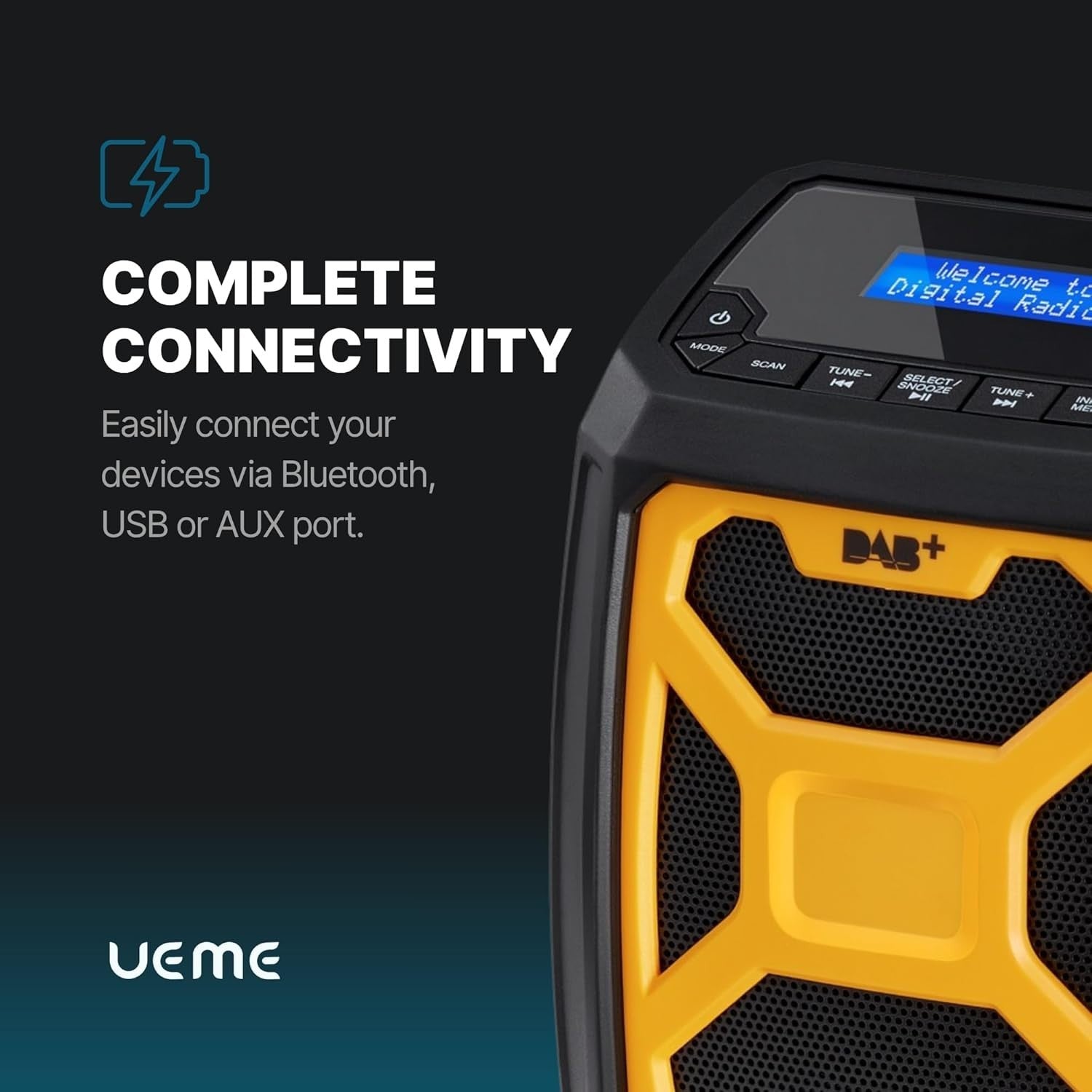 Rugged DAB+ FM Site Radio Bluetooth 6000mAh IP65 USB