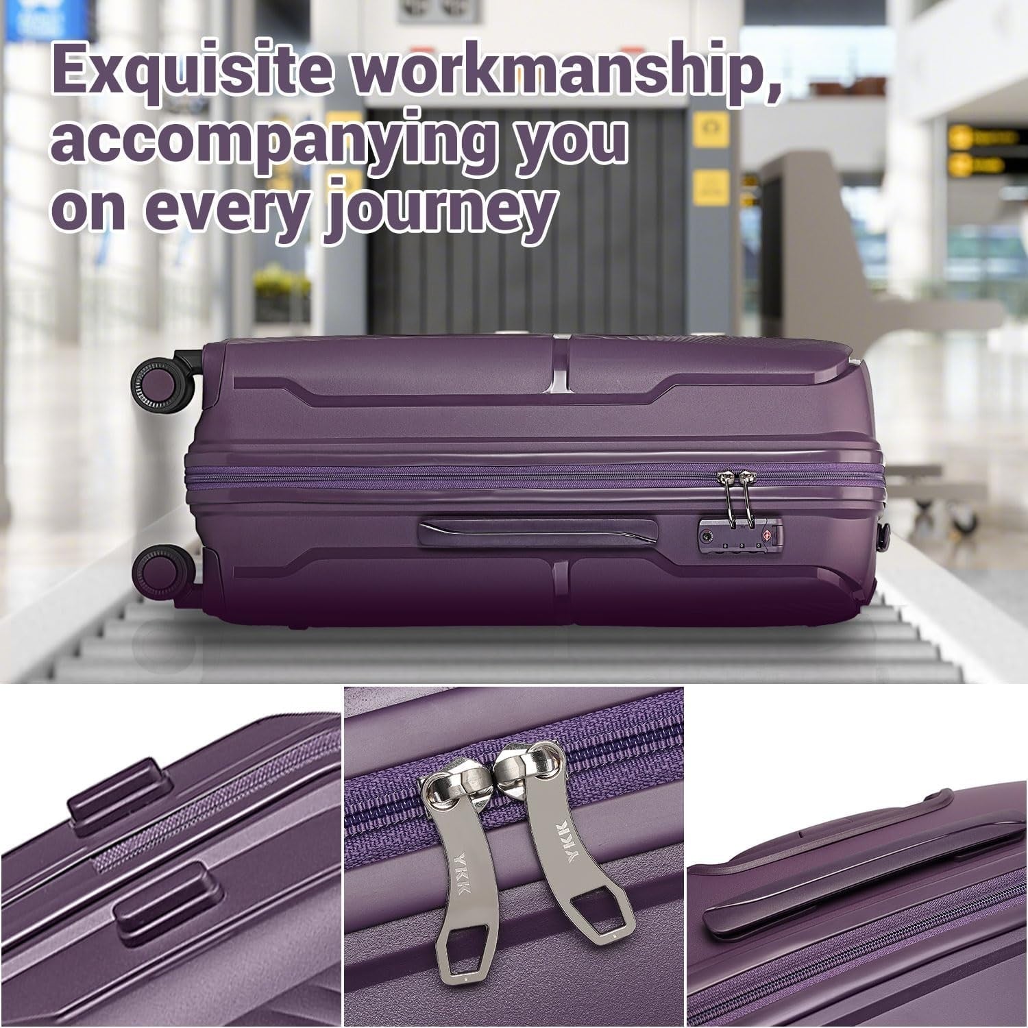 Large Hard Shell Suitcase 4 Spinner Wheels Lightweight PP TSA Lock 23kg