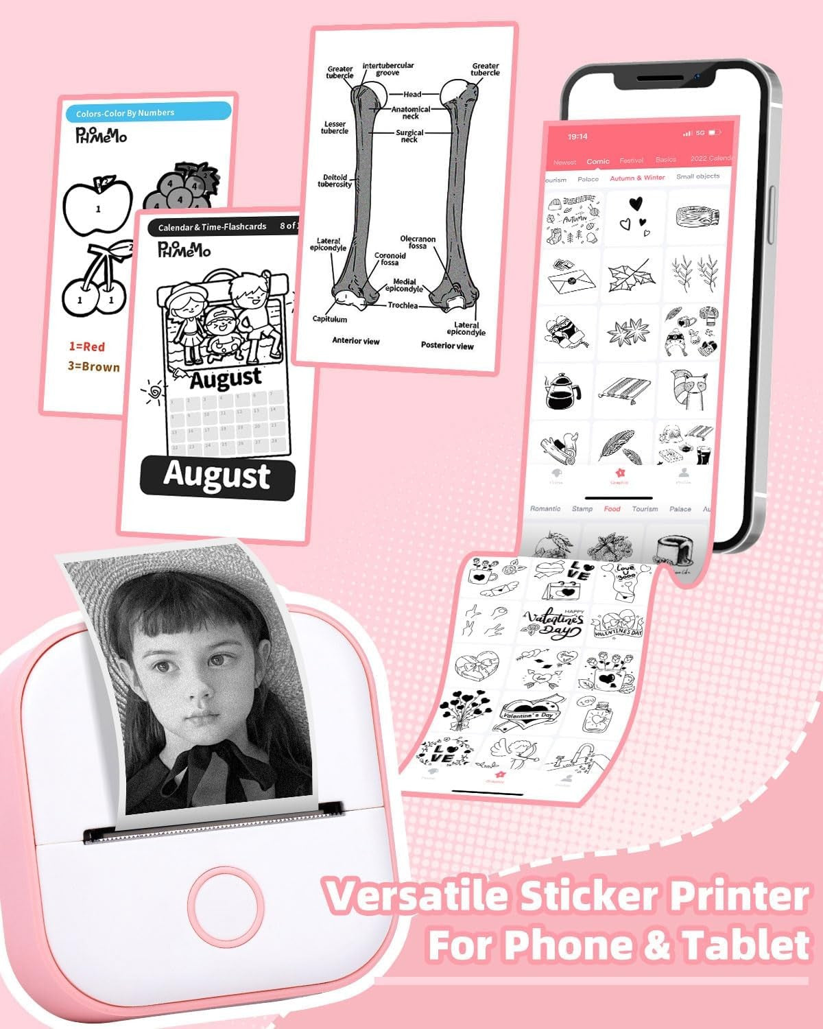 Mini Bluetooth Thermal Sticker Printer Inkless Portable Photo Label