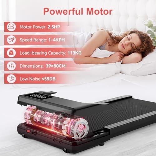 Raceable Walking Pad Under Desk Treadmill App Control Quiet Motor Heavy 136kg
