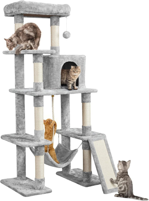 Large Cat Tree 159cm Tall Multi Level Tower With Hammock Scratching Posts