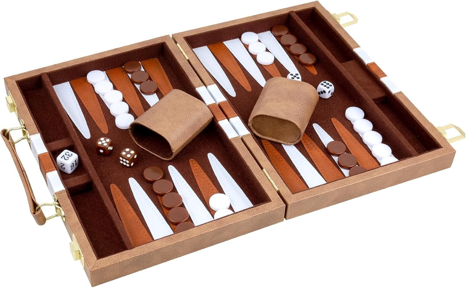 Backgammon Set 11 Inch PU Leather Case Portable Travel Board Game 2 Players