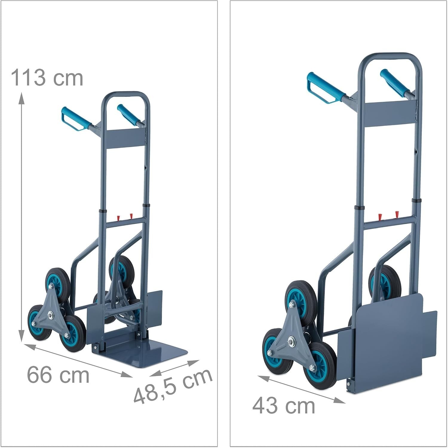 Relaxdays Stair Climber Hand Truck 200kg Folding Trolley 6-Wheel Solid Tyres