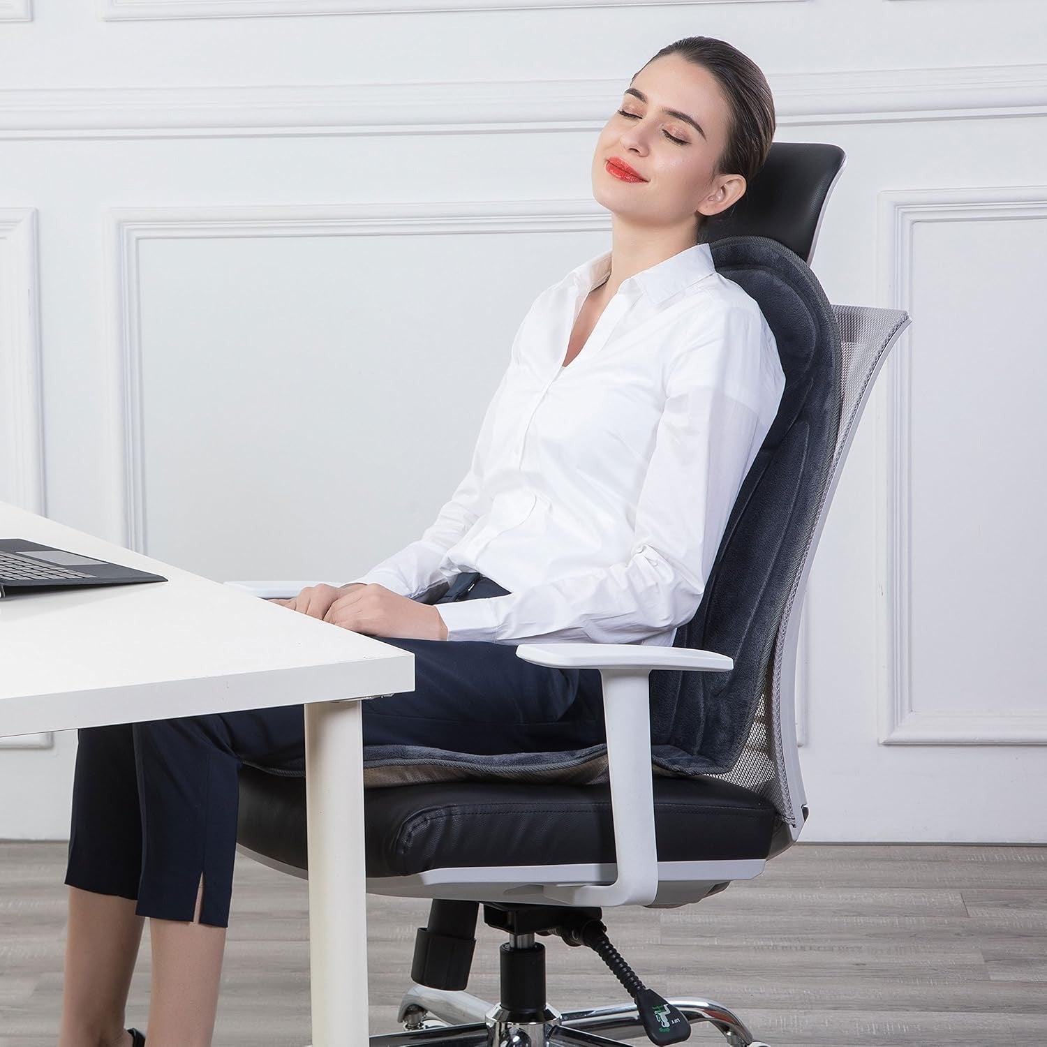 Heated Vibration Massage Chair Pad Back & Seat Massager Home Office Relief
