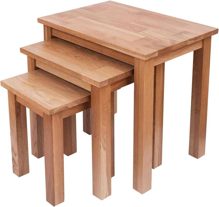 Solid Oak Wood Side End Coffee Table Nightstand | Small Rectangle Dining Desk
