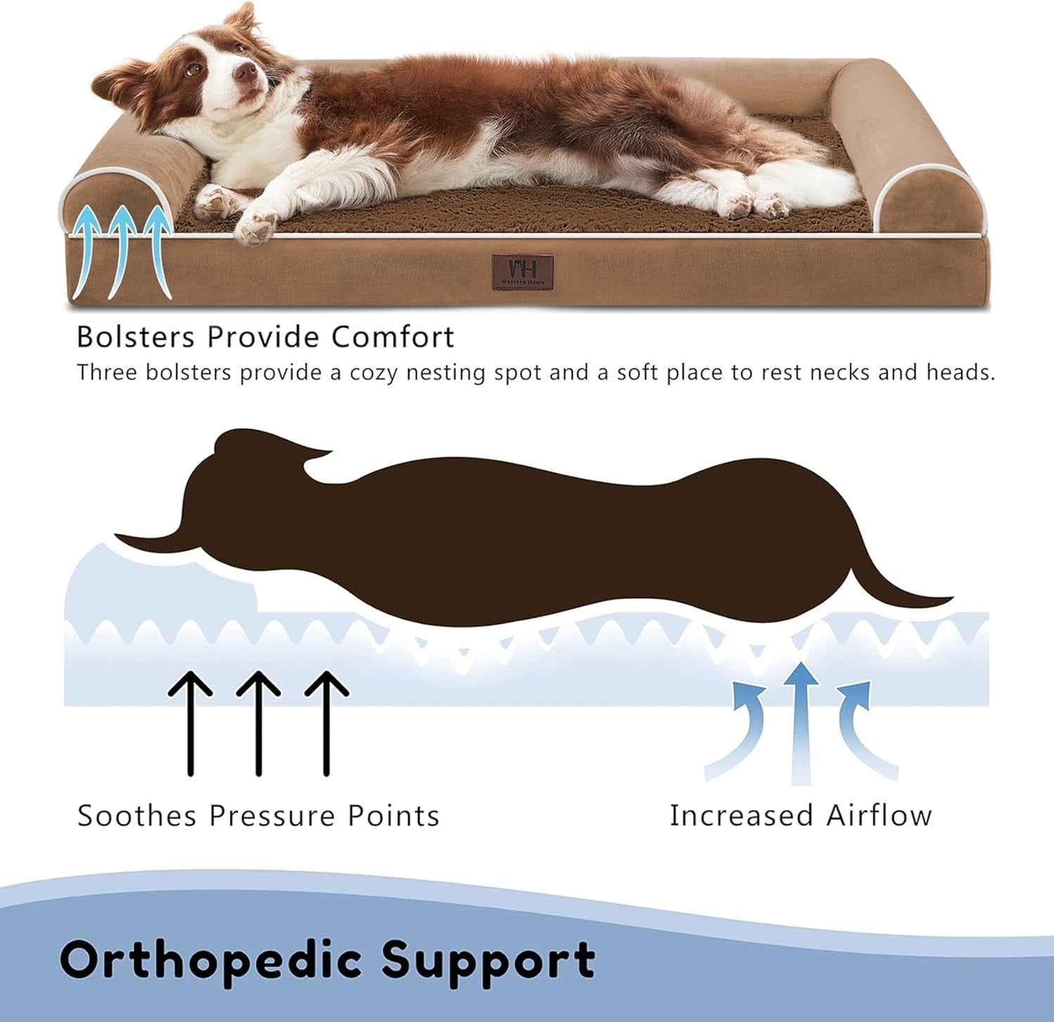 XL Orthopedic Dog Bed 106x76cm Waterproof Brown