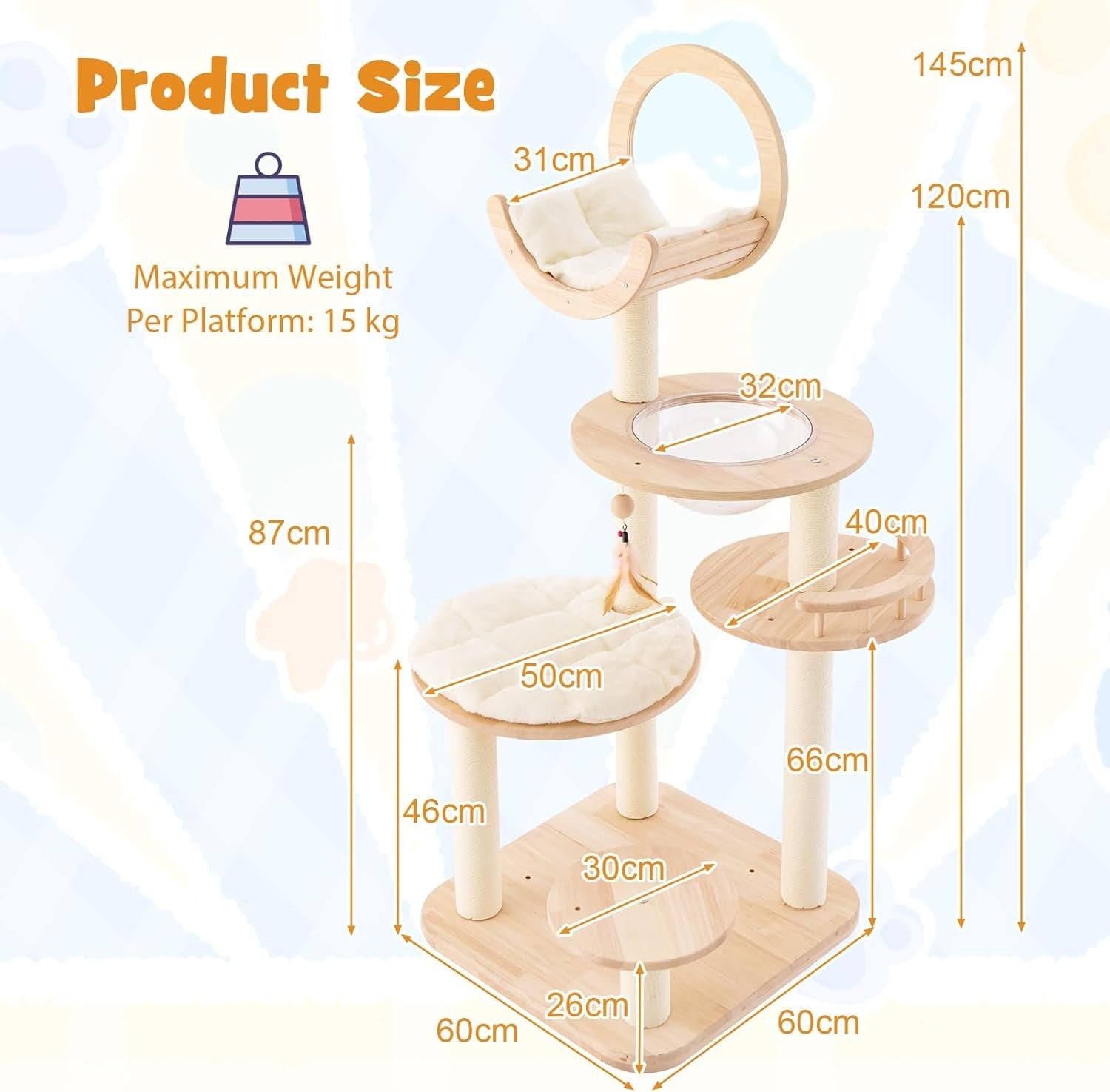 Wooden Cat Tree Activity Centre Multi Level Tower Bed Condo Scratching Posts