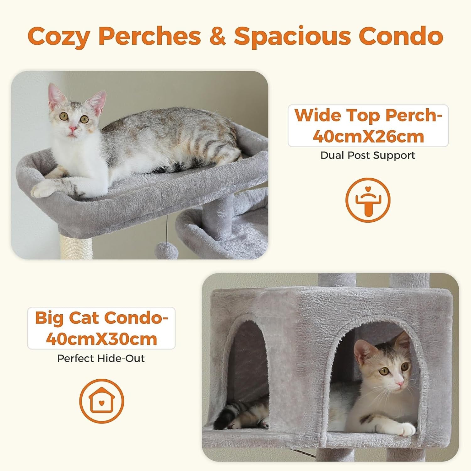 Large Cat Tree 175cm Multi-Level Tower with Condos Scratching