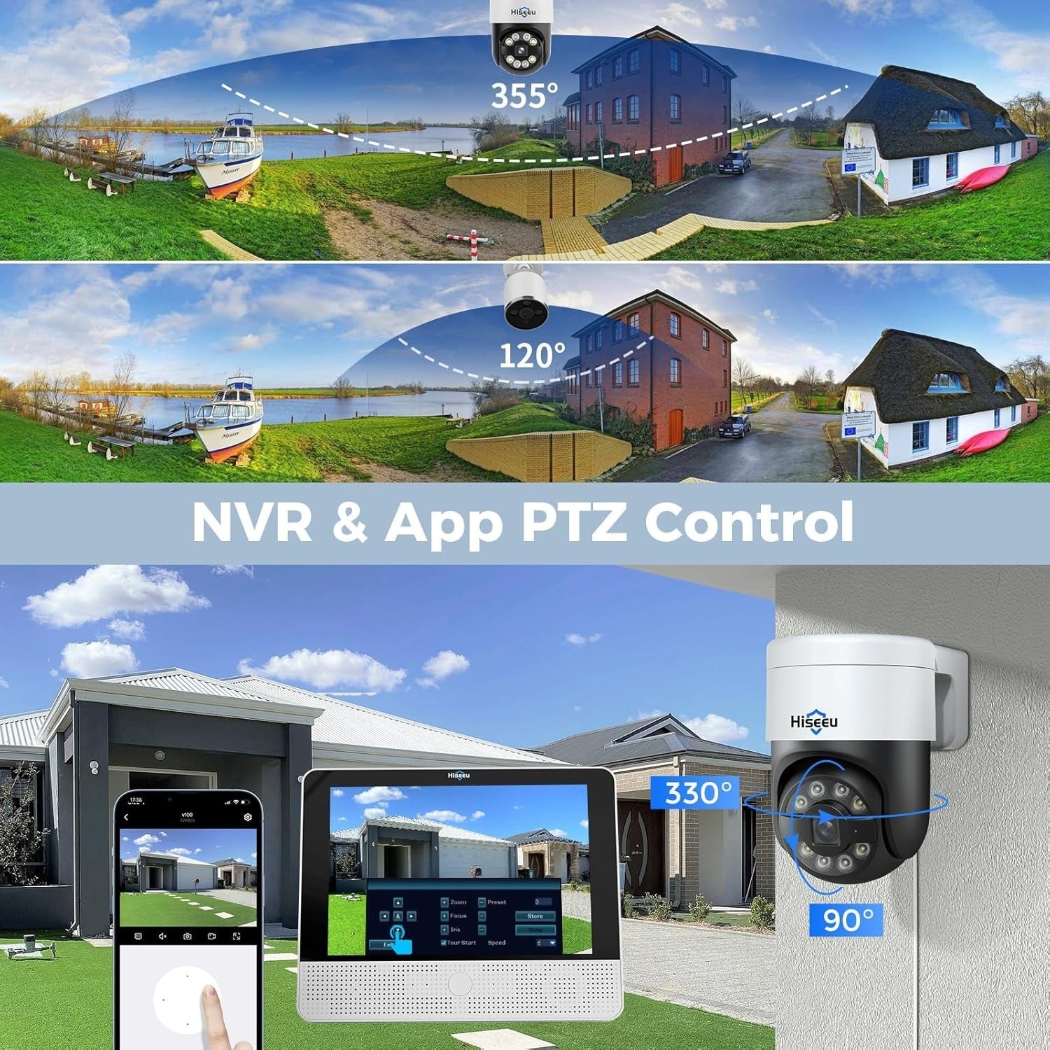 4K PoE PTZ CCTV Camera System 8CH NVR 3TB HDD 10" Monitor 4 Cameras