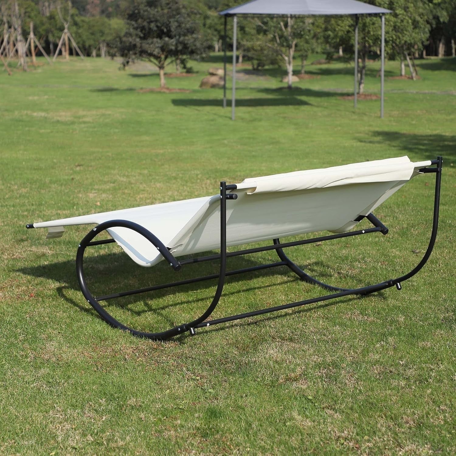 Rocking Double Sun Lounger for Garden – 2-Person Daybed with Pillow