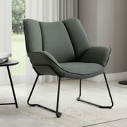 Green Linen Accent Tub Chair Metal Legs Modern Armchair