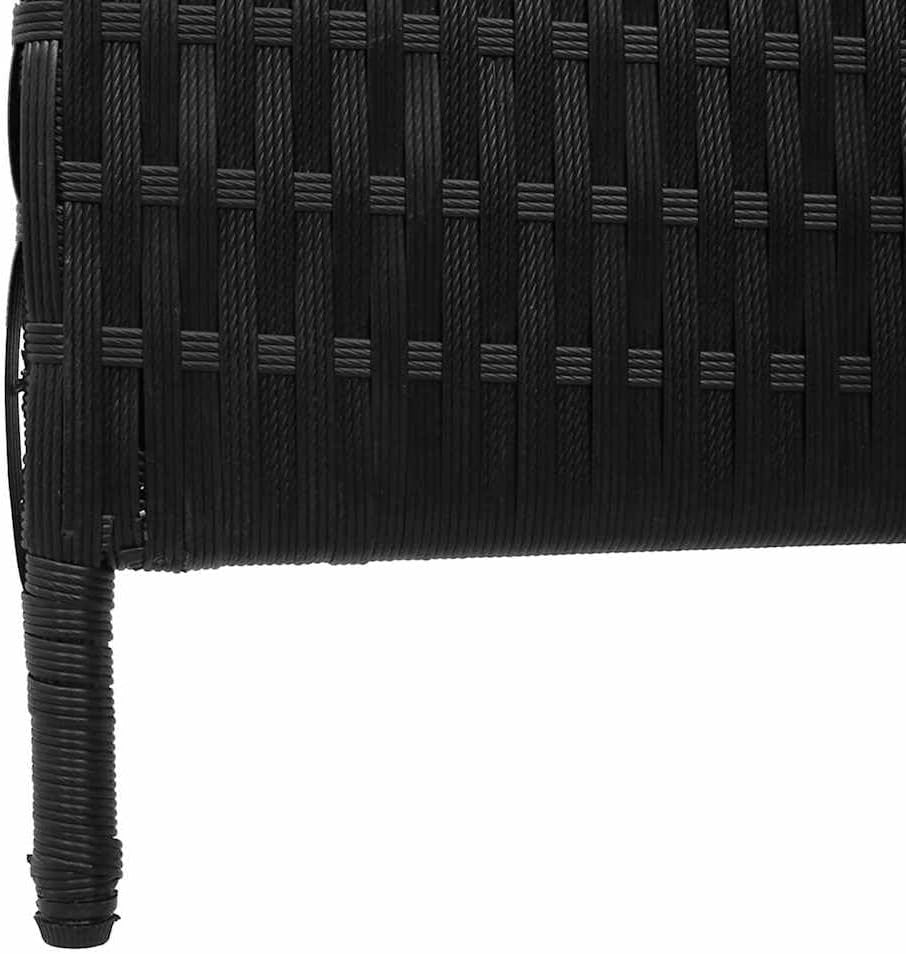 Black Poly Rattan Room Divider 5-Panel Folding Privacy Screen 146x180cm Indoor O