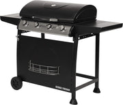 4 Burner Gas BBQ Grill with Thermometer & Shelves | Outdoor Family Barbecue