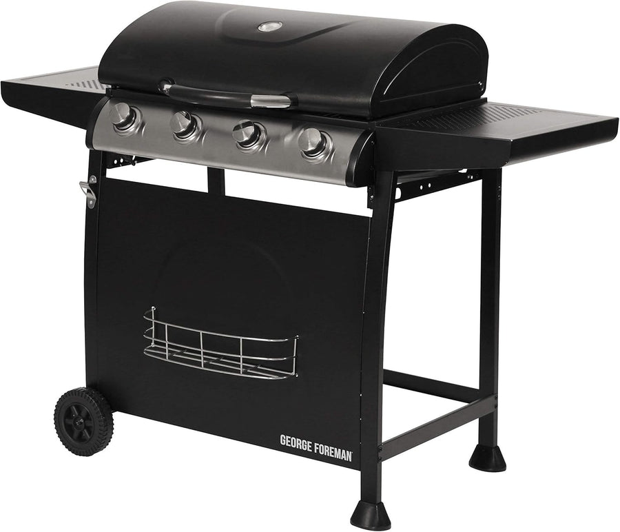 4 Burner Gas BBQ Grill with Thermometer & Shelves | Outdoor Family Barbecue