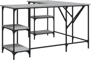 L-Shape Corner Desk with Shelves 139cm Grey Sonoma Home Office Table