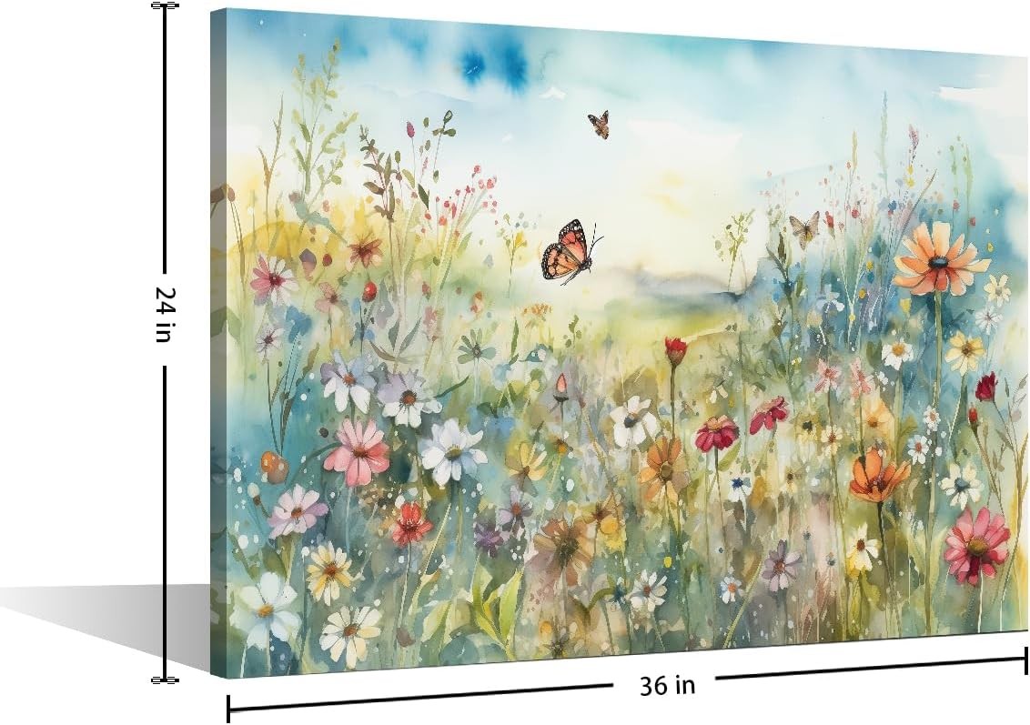 Wildflower Canvas Wall Art 60x90cm Large Floral Home Decor Print