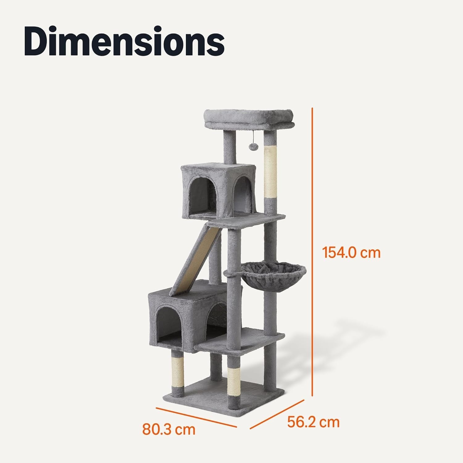154cm Cat Tree Tower Multi-Level Condo Scratching Posts Ramp Hammock