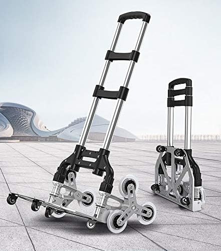 Aluminium Stair Climbing Trolley Folding Cart 10 Wheels Adjustable Handle
