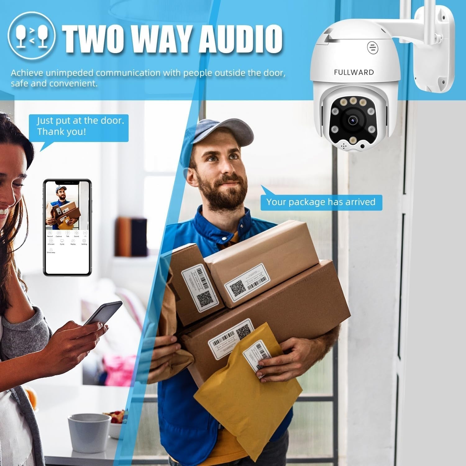 2 Pack Solar Security Camera Wireless Outdoor PTZ Color Night Vision